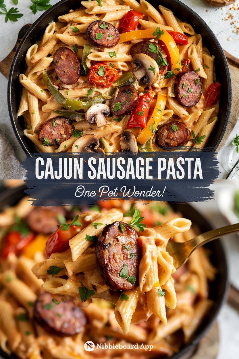 One Pot Creamy Cajun Sausage Pasta
