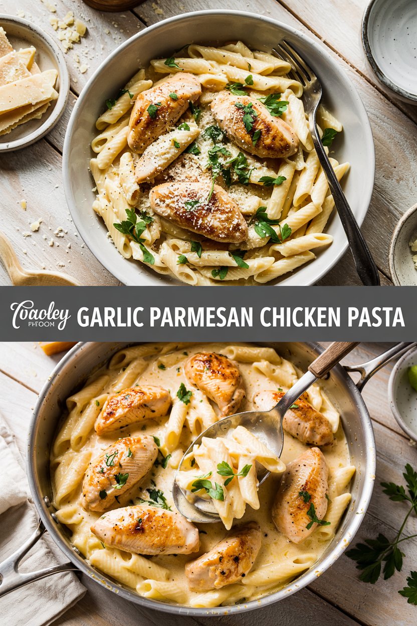 garlic parmesan chicken pasta recipe recipe