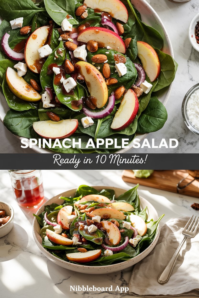 Spinach Salad with Apple, Feta, and Toasted Almonds