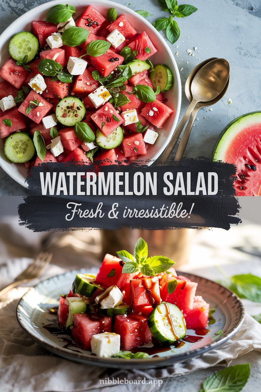 Watermelon Salad with Feta and Cucumber